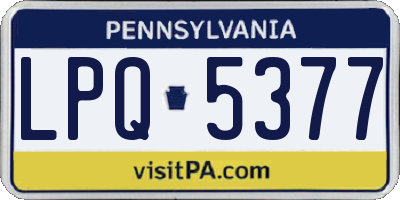 PA license plate LPQ5377