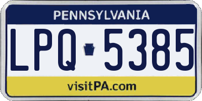 PA license plate LPQ5385