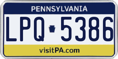 PA license plate LPQ5386