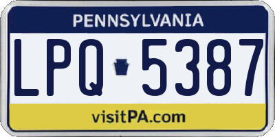 PA license plate LPQ5387