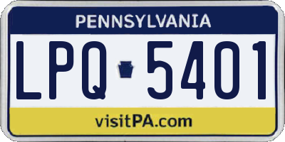 PA license plate LPQ5401