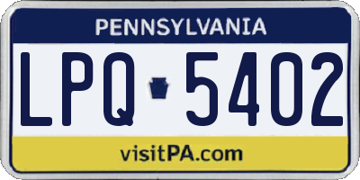 PA license plate LPQ5402