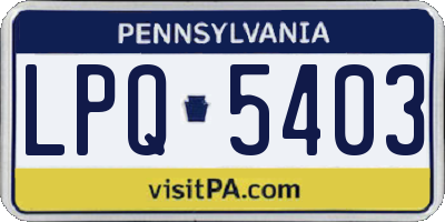 PA license plate LPQ5403