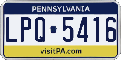 PA license plate LPQ5416