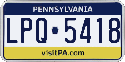 PA license plate LPQ5418