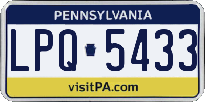 PA license plate LPQ5433
