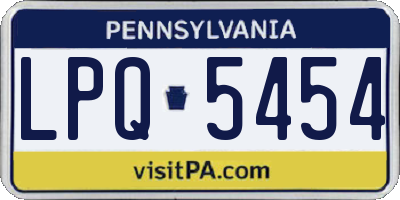 PA license plate LPQ5454
