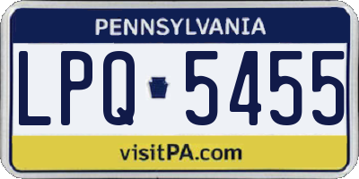 PA license plate LPQ5455