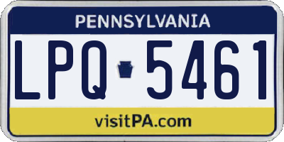 PA license plate LPQ5461