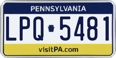 PA license plate LPQ5481
