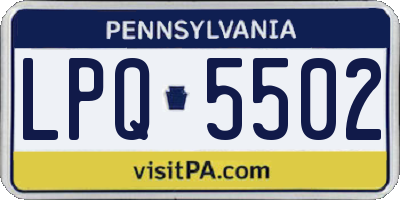 PA license plate LPQ5502