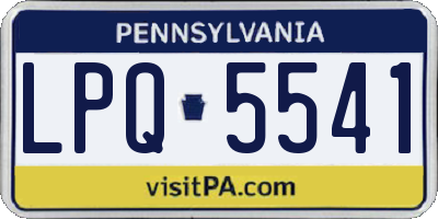 PA license plate LPQ5541