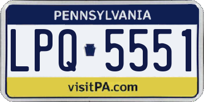 PA license plate LPQ5551