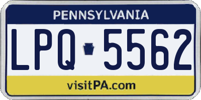 PA license plate LPQ5562
