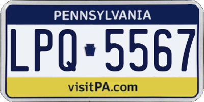 PA license plate LPQ5567