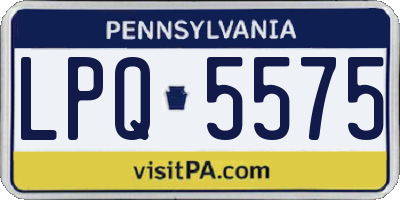 PA license plate LPQ5575