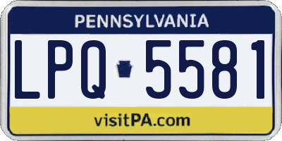 PA license plate LPQ5581
