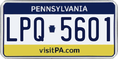 PA license plate LPQ5601