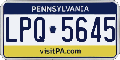 PA license plate LPQ5645