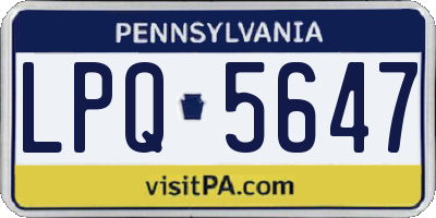 PA license plate LPQ5647