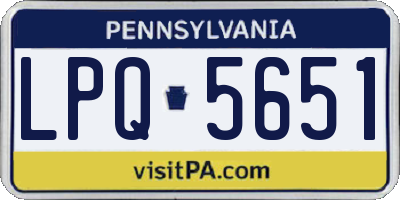 PA license plate LPQ5651