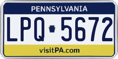 PA license plate LPQ5672