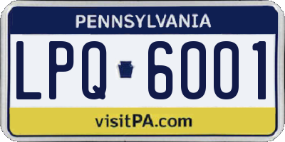 PA license plate LPQ6001