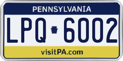 PA license plate LPQ6002