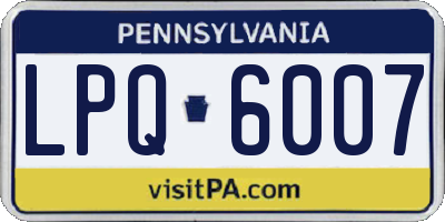 PA license plate LPQ6007