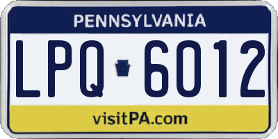 PA license plate LPQ6012