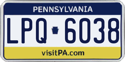 PA license plate LPQ6038