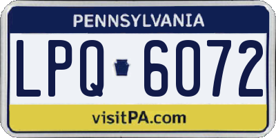 PA license plate LPQ6072