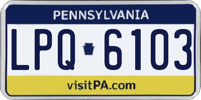 PA license plate LPQ6103