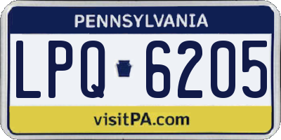 PA license plate LPQ6205
