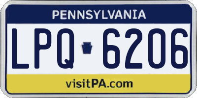 PA license plate LPQ6206