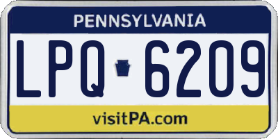 PA license plate LPQ6209