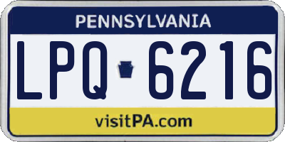 PA license plate LPQ6216