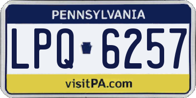 PA license plate LPQ6257