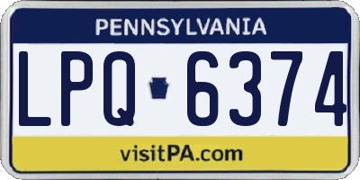 PA license plate LPQ6374