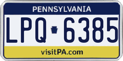 PA license plate LPQ6385
