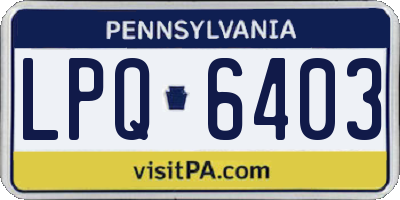 PA license plate LPQ6403