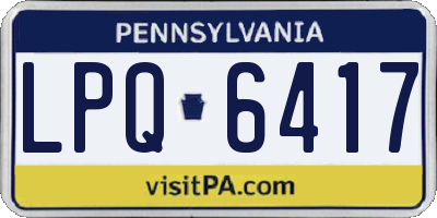 PA license plate LPQ6417