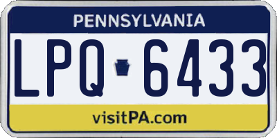 PA license plate LPQ6433