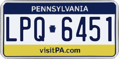 PA license plate LPQ6451