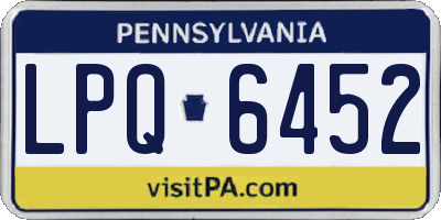 PA license plate LPQ6452