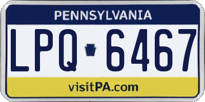 PA license plate LPQ6467