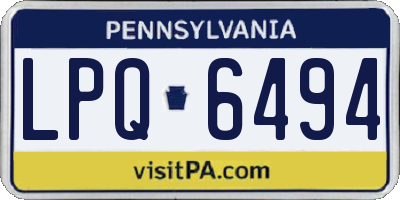 PA license plate LPQ6494