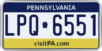 PA license plate LPQ6551