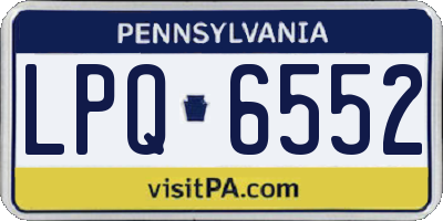 PA license plate LPQ6552