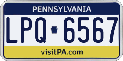 PA license plate LPQ6567